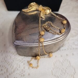 Vtg Dainty Spiky Gold Balls Chain Necklace